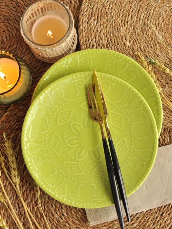 Sipahi Dekor Açık Yeşil 2 lı Pasta Takımı 20 cm