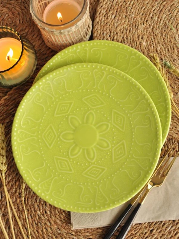 Sipahi Dekor Açık Yeşil 2 lı Pasta Takımı 20 cm - 4