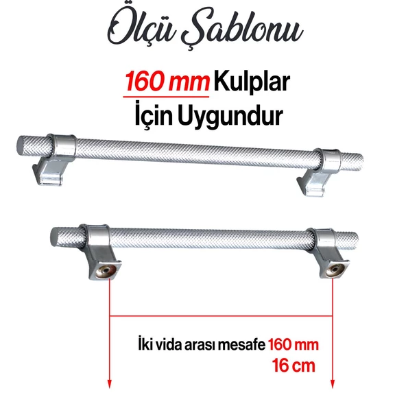 Hisar Krom Renk Metal Kulp 160 mm Tırtıklı Desen Çekmece Mobilya Mutfak Dolabı Dolap Kulpları Kulbu - Resim 3
