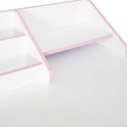 Retro Metal Ayaklı Bölmeli Çalışma Masası-Pembe/Beyaz 90x75x50 cm - 6