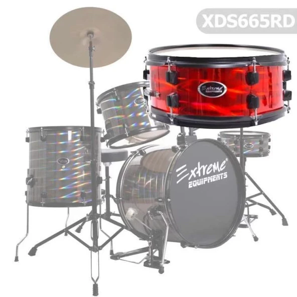 Extreme Xds665rd Metalik Kırmızı Bateri Davul Seti