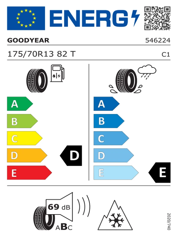 Goodyear175/70R13 82T UG 8  Oto Kış Lastiği (Üretim yılı: 2023)