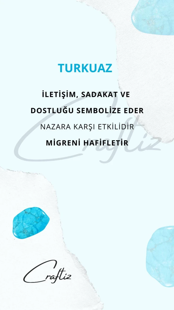 Turkuaz Yıldız Doğal Taş Çelik Zincirli Kolye - 3