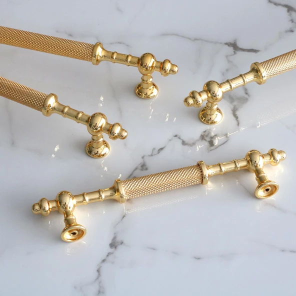 Ladin Altın Gold Metal Kulp 128 mm-12.8 cm Mobilya Çekmece Mutfak Dolabı Dolap Kapak Kulpları Kulbu - 4