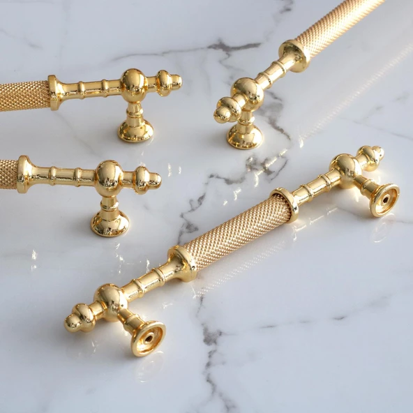 Ladin Altın Gold Metal Kulp 128 mm-12.8 cm Mobilya Çekmece Mutfak Dolabı Dolap Kapak Kulpları Kulbu - 5