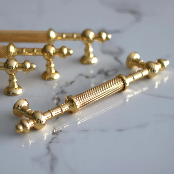 Ladin Altın Gold Metal Kulp 128 mm-12.8 cm Mobilya Çekmece Mutfak Dolabı Dolap Kapak Kulpları Kulbu - 7
