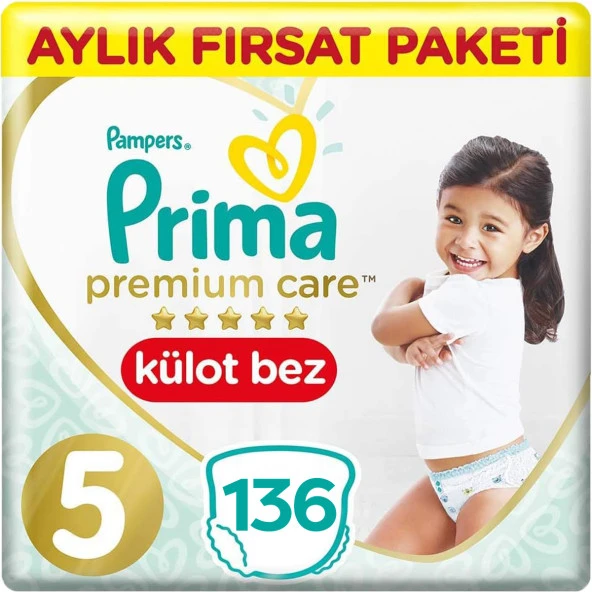 Prima Premium Care Bebek Külot Bezi 5 Beden 34x4 136 Adet