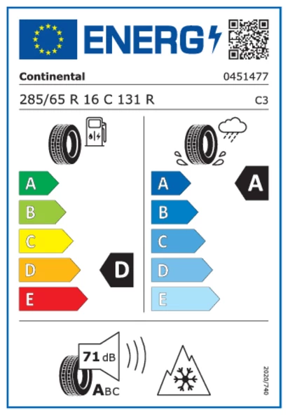 Continental 285/65R16C 131R VanContact A/S 10PR 4 Mevsim Lastiği (Üretim Yılı: 2024) - 2