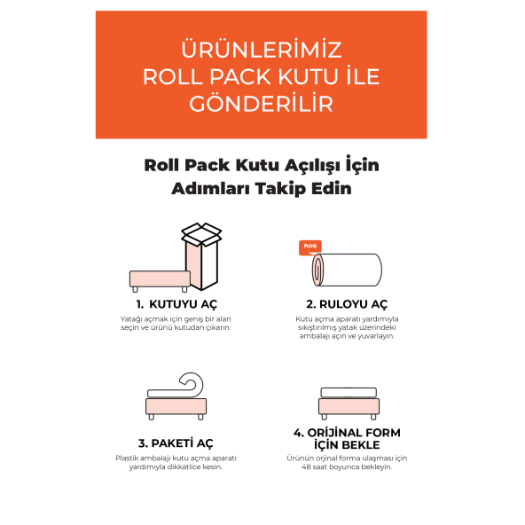 NOA YATAK Amour Yıkanabilir Kılıflı, Visco Jel Paket Yaylı Yatak - 7