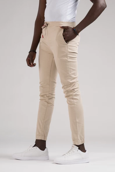 FBI Jeans Dar Ve Lastikli Paça Beli İplikli Kanvas Kumaş Slimfit Jogger Pantolon - 7