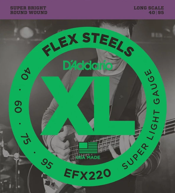 Daddarıo Efx220 Bas Gitar Tel Seti, Flexsteels, Super Lıght Gauge,