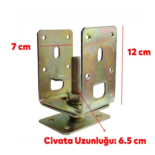 4 Adet Pergule Pergola Ayak Ayarlanabilir 7-12 cm Arası Sundurma Kamelya Çardak Ahşap Profil Metal - 2
