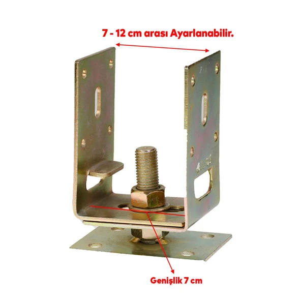 4 Adet Pergule Pergola Ayak Ayarlanabilir 7-12 cm Arası Sundurma Kamelya Çardak Ahşap Profil Metal - 3