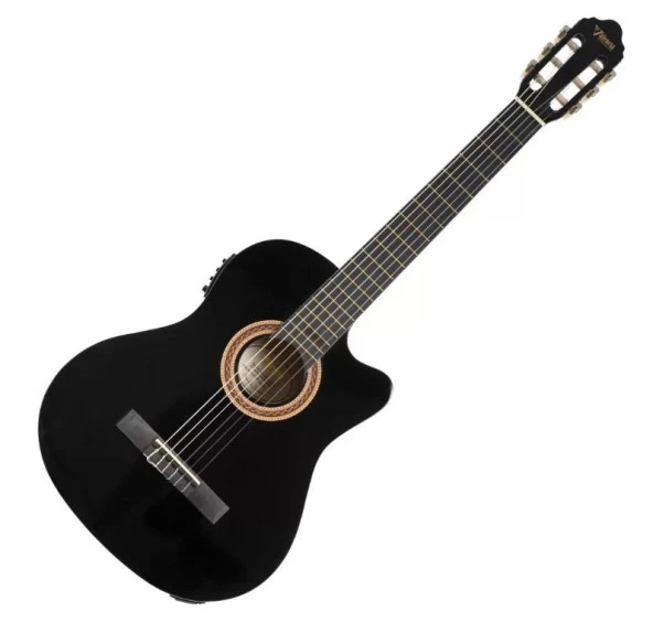 Valencıa Vc104tcebk Elektro Klasik Gitar Sap Çelikli  4/4 Siyah