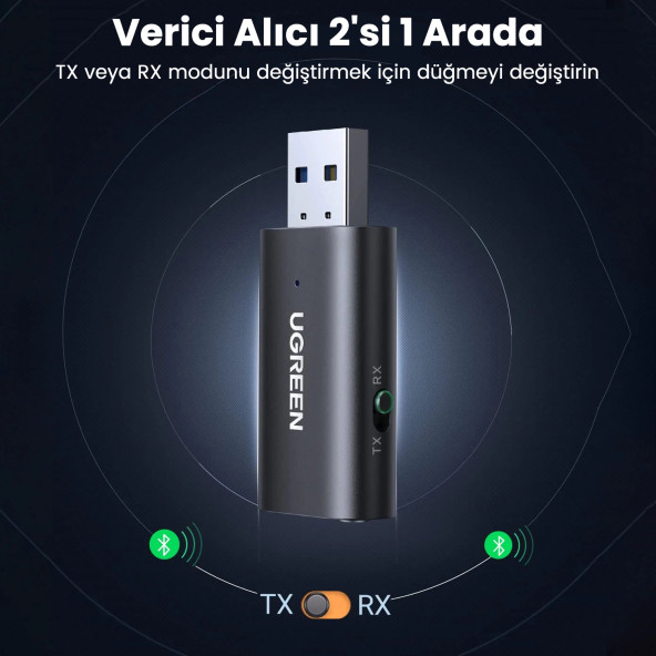 Ugreen Bluetooth 5.1 3.5mm Aux Alıcı Verici Bluetooth Adaptörü - 3