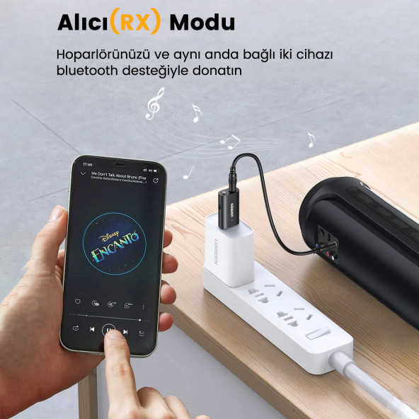 Ugreen Bluetooth 5.1 3.5mm Aux Alıcı Verici Bluetooth Adaptörü - 4
