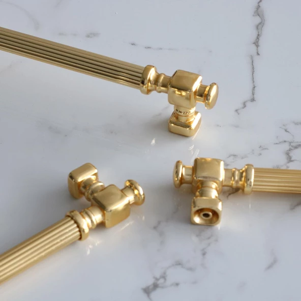 Talas Altın Çizgi Metal Kulp 128 mm 12.8 cm Mobilya Çekmece Mutfak Dolabı Dolap Kapak Kulpları Kulbu - 5