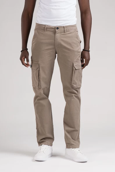 FBI Jeans Mevsimlik Kanvas Kumaş Regular Fit Boru Paça Kargo Pantolon - 4