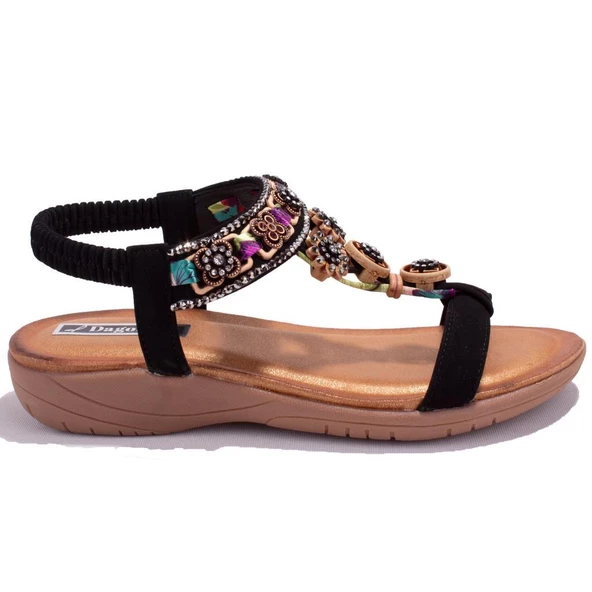 Dagoster DZA07-7416789 Siyah Günlük Ortopedik Kadın sandalet - 2