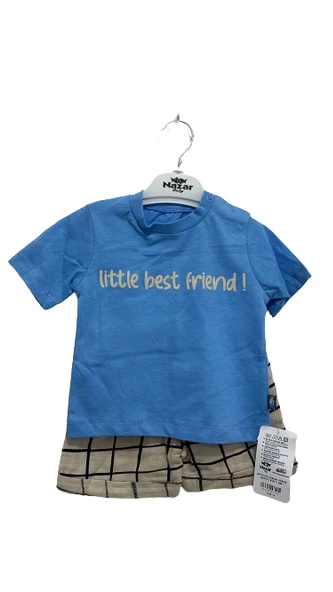 uğurböceğiçocuk 2'li Erkek Takım Little Best Friend Yazı Baskılı 24103