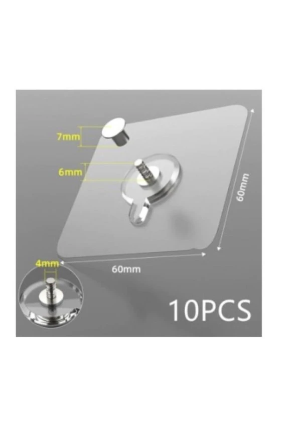 Vidalı Yapışkanlı Şeffaf Askı 4 Adet - Resim 5