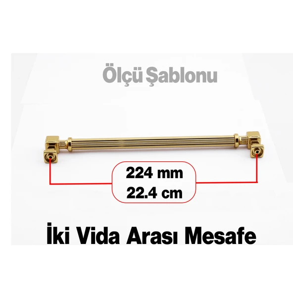 Talas Altın Çizgi Metal Kulp 224 mm 22.4 cm Mobilya Çekmece Mutfak Dolabı Dolap Kapak Kulpları Kulbu - Resim 2