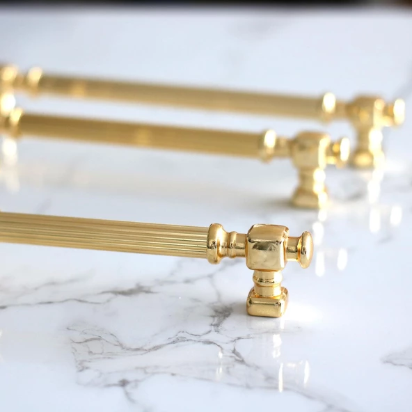 Talas Altın Çizgi Metal Kulp 224 mm 22.4 cm Mobilya Çekmece Mutfak Dolabı Dolap Kapak Kulpları Kulbu - 8