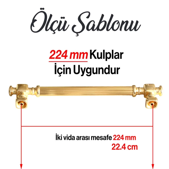 Talas Altın Çizgi Metal Kulp 224 mm 22.4 cm Mobilya Çekmece Mutfak Dolabı Dolap Kapak Kulpları Kulbu - 3