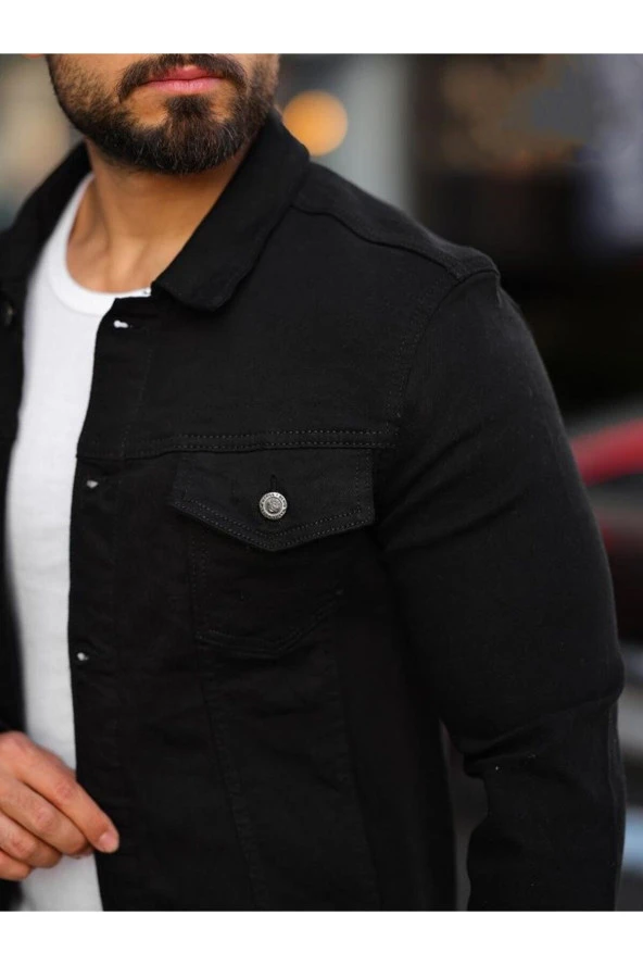 Erkek Slim Fit Denim Kot Ceket