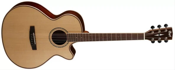 Cort As-s5 Nat Elektro Akustik Gitar, Çantalı, Masif Sitka Ladin