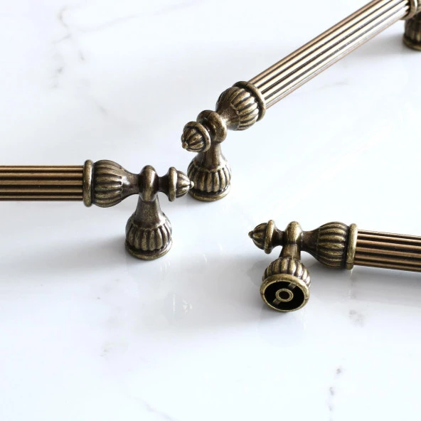 Metal Mobilya Kulp Dolap Çekmece Kapak Mutfak Kulpları Kulbu Dolabı Kulpu Metal 96 mm Antik Sarı - Resim 2