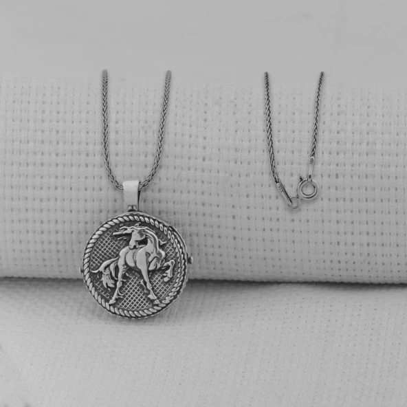 İçi Açılabilir Şans Nalı 925 Ayar Erkek Gümüş Kolye - Resim 2