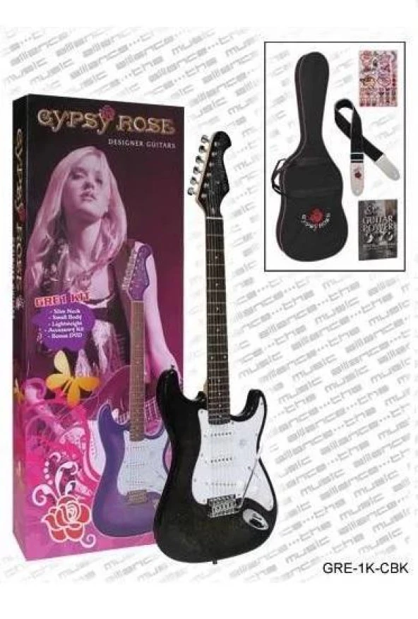 Valencıa Gre1kcbk Elektro Gitar Gypsy Rose Set (gıgbag, Strap, Stıck