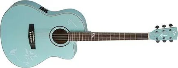 Cort Jade2f-pbm Elektro Akustik Gitar Kılıflı, Soluk Mavi Metalik,