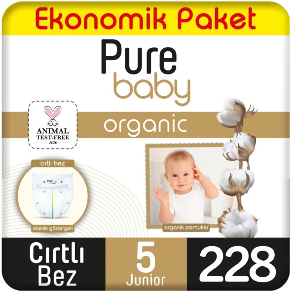 Pure Baby Organik Bebek Bezi Ekonomik Paket 5 Beden 76x3 228 Adet
