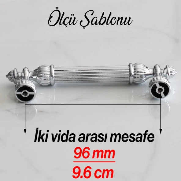 Kulp Metal Mobilya Dolap Çekmece Kapak Mutfak Kulpları Kulbu Dolabı Kulpu 96 mm Krom Renk - Resim 3