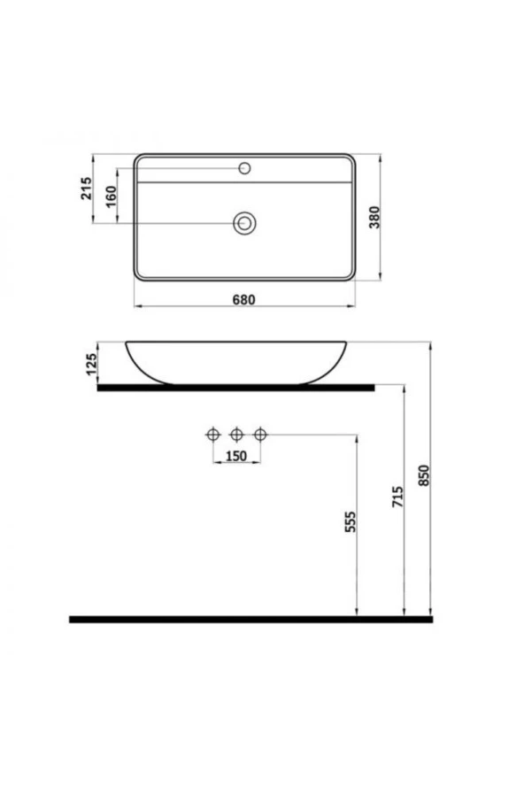 Newarc Domino Tezgah Üstü Lavabo Batarya Deilkli 5019Bt - 2