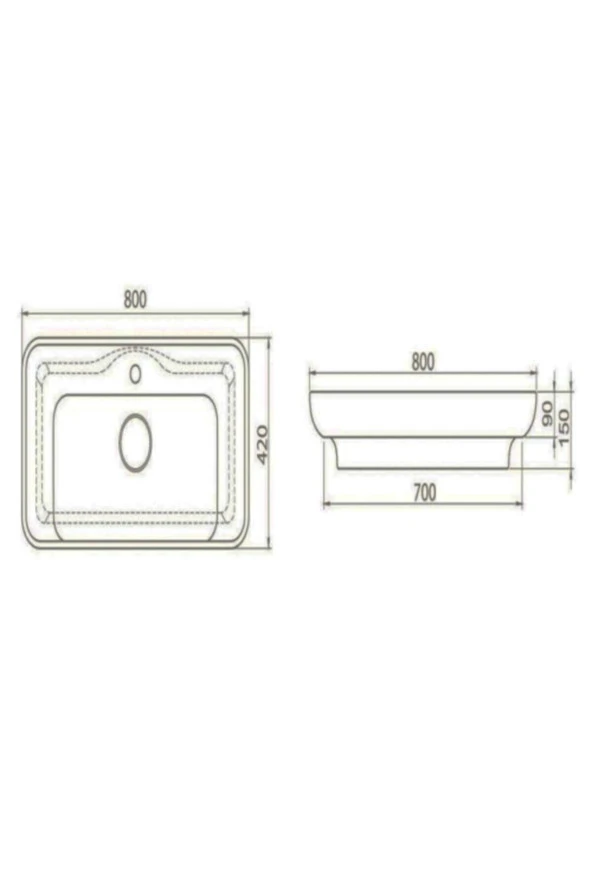 Turkuazseramik Cerastyle Lal 80 Cm Tezgah Üstü Çanak Lavabo - 5