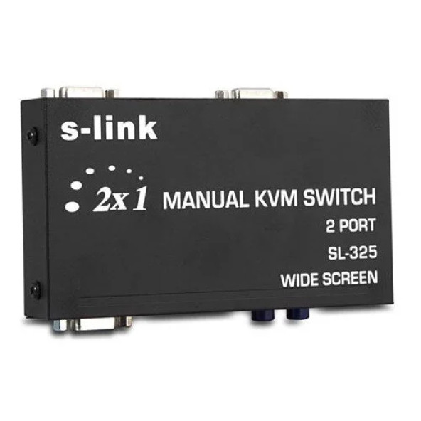 S-Link Sl-325 2 Port Vga+Ps2 1.8M M/M Kablolu Manuel Kvm Switch