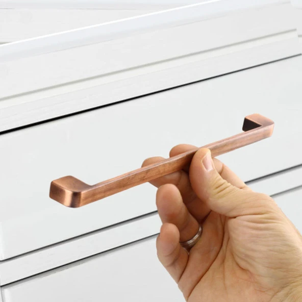 Mobilya Mutfak Dolabı Çekmece Dolap Kapak Kulpu Kulbu Antik Bakır 224 mm Oval Metal Kulp - Resim 2