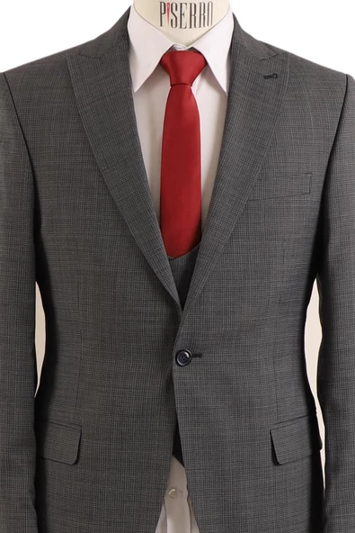 Yelekli Takım Elbise Slim Fit - 11