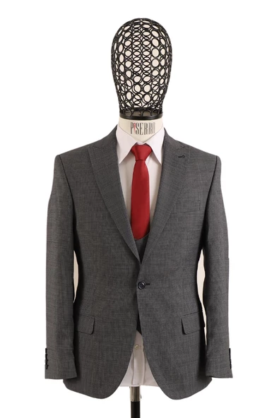 Yelekli Takım Elbise Slim Fit - 10