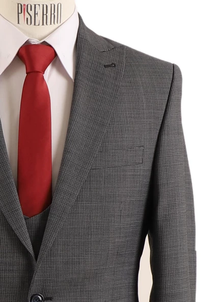 Yelekli Takım Elbise Slim Fit - 12