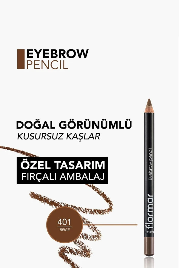 Özel Fırça Kapaklı Kaş Kalemi (AÇIK KAHVERENGİ) - Eyebrow Pencil - 401 Beıge - 8690604109418 - 5