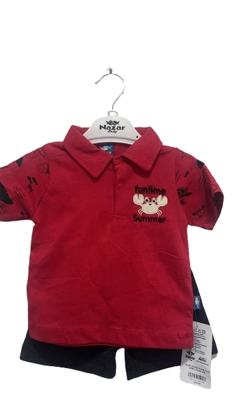 uğurböceğiçocuk 2'li Bebek Takım Yakalı Yengeç Baskılı 24145