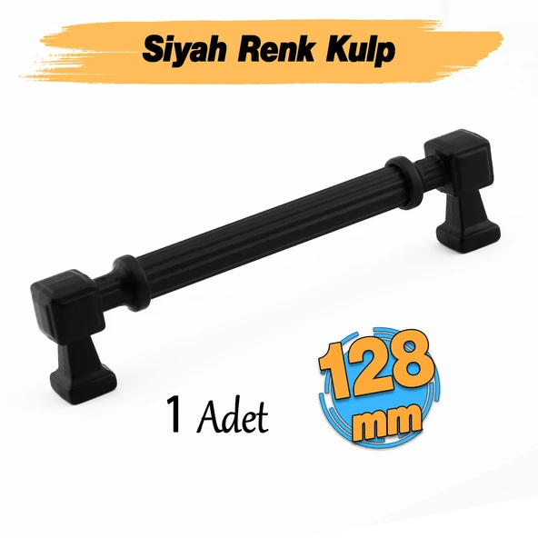 Talas Siyah Çizgili Metal Lüks Kulp 128 mm 12.8 cm Mobilya Mutfak Çekmece Dolabı Dolap Kulpları Kulb ürün görseli