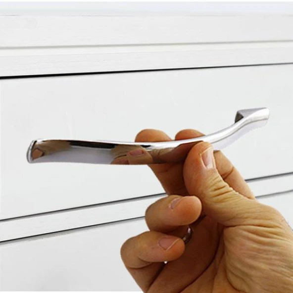 Metal Kulp Mobilya Mutfak Dolabı Çekmece Dolap Kapak Kulpu Kulbu 192 mm Krom - 4