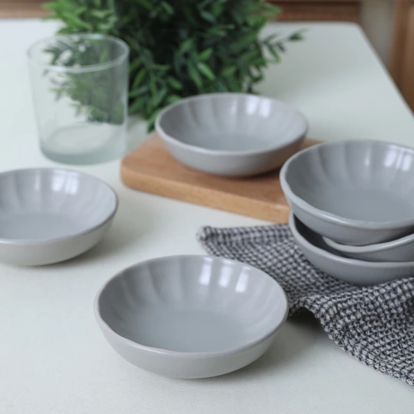 Keramika Mat Gri Sirius Çerezlik / Sosluk 12 Cm 6 Adet 995