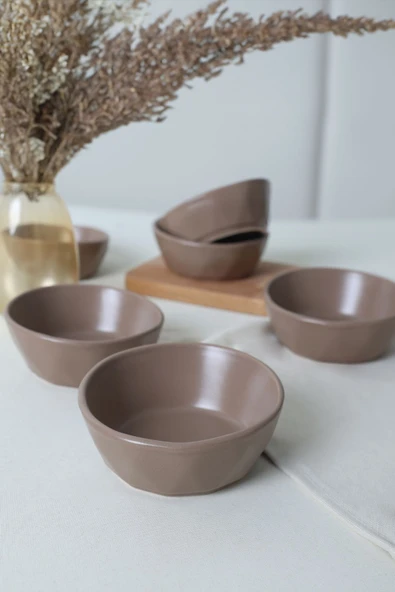 Keramika Mat Toprak Taupe Kristal Çerezlik / Sosluk 12 Cm 6 Adet 977