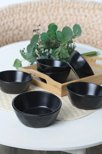 Keramika Mat Siyah Kristal Çerezlik / Sosluk 12 Cm 6 Adet 956 ürün görseli 1